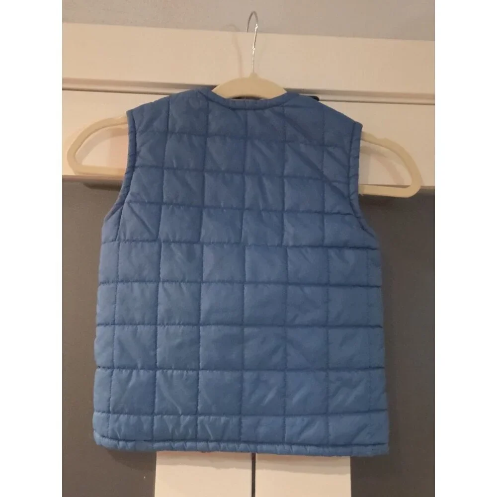 Vintage Oshkosh B'gosh Puffer Vest Kids Reversible Size S 7/8 Outdoor Blue Red